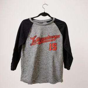 Lollapalooza Chicago 15 Baseball Tee Gray Black Long Sleeve Men's Size S